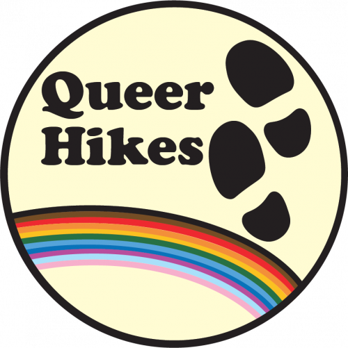 Logo for Queer Hikes, a Providence, RI based LGBTQIA+ hiking club